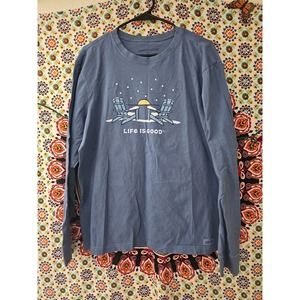 Life is Good Mens Crusher Long Sleeve Blue Snow Sun Winter